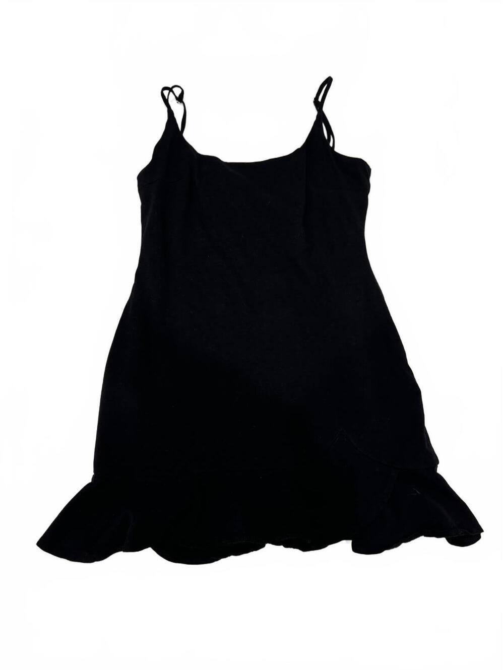 Princess Polly Black Kiribati Ruffle Hem Sleeveless Mini Dress Size 12 LBD - Picture 3 of 9